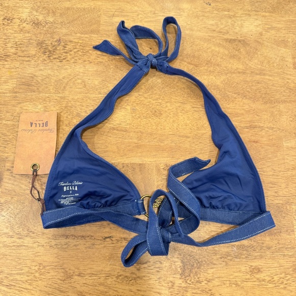 Frankie's Bikinis x Bella Hadid Denim Blue Bikini Top Womens Small Resort Beach - Picture 6 of 6